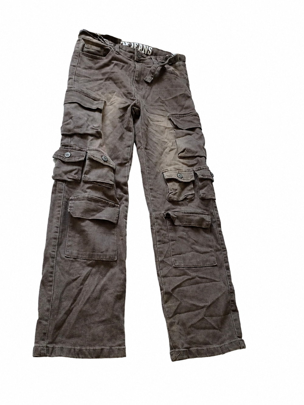 VIP Jeans Women’s Cargo Pants Size 7/28 Brown Multi Pocket Wide Leg Y2K